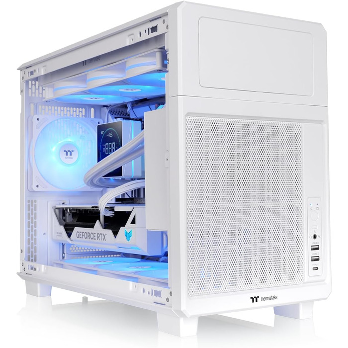 Корпус для ПК Thermaltake TR200 Micro Chassis (Micro-ATX/Mini-ITX), білий, підтримка СРО 360мм, 7 вентиляторів, USB-C