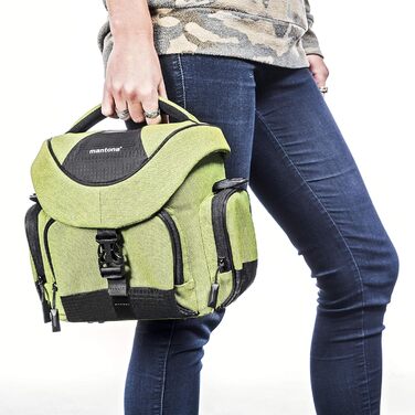 Сумка для камери Mantona Premium - для камер DSR & DSM з об'єктивом (з захистом від пилу, регульованим внутрішнім відділенням, м'яким ременем) (середня, зелена)