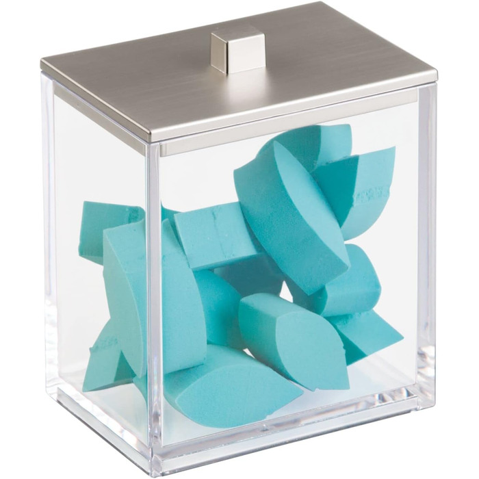 mDesign органайзер для ватних дисків та паличок – набір 2 шт. – прозорий/рожеве золото, пластик