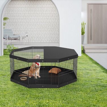 VEVOR 8-Panel Foldable Dog Playpen - 61cm High, Waterproof Oxford Fabric with Mat & Cover