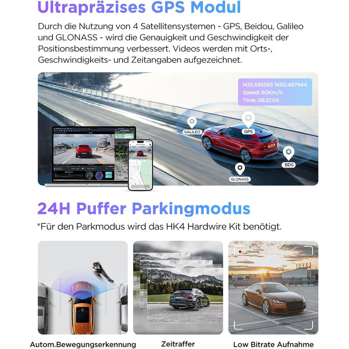 Автомобільний відеореєстратор VIOFO A229 Pro 3CH (4K+2K+1080P), Dual STARVIS 2, GPS, 5GHz WLAN, 3-канальний