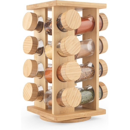 Спецівник Salter Bambus BW12777EU7 з бамбука – обертовий, 16 баночок, кришки, для зберігання спецій