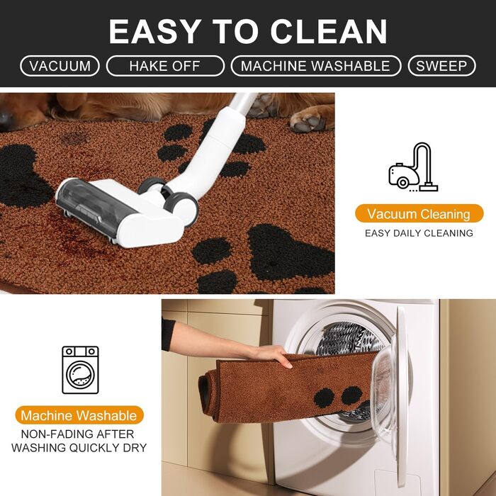 Привідний килимок Mibao для входу та авто 60x90 см, протиковзкий вологопоглинаючий килим для бруду та лап тварин, що миється в машинці (Коричневий)