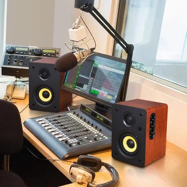 Sanyun SW208 Активні Bluetooth 5.0 Регулярні Динаміки 3' - 60W, Коробка з вуглецевого волокна, Вбудований 24-бітний ЦАП, Динамічний 3D-Surround Sound - 2.0 Комп'ютерні Динаміки для ПК (Пара, ) 3' (SW206 Червоний, 4')