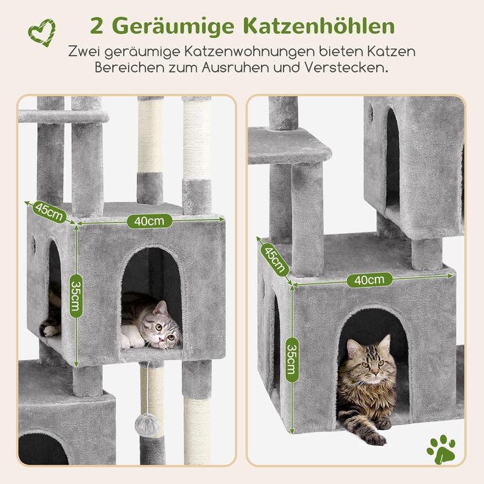 Драбина для котів Globlazer XL (156 см) з будиночком, платформами та когтеточками, сірий