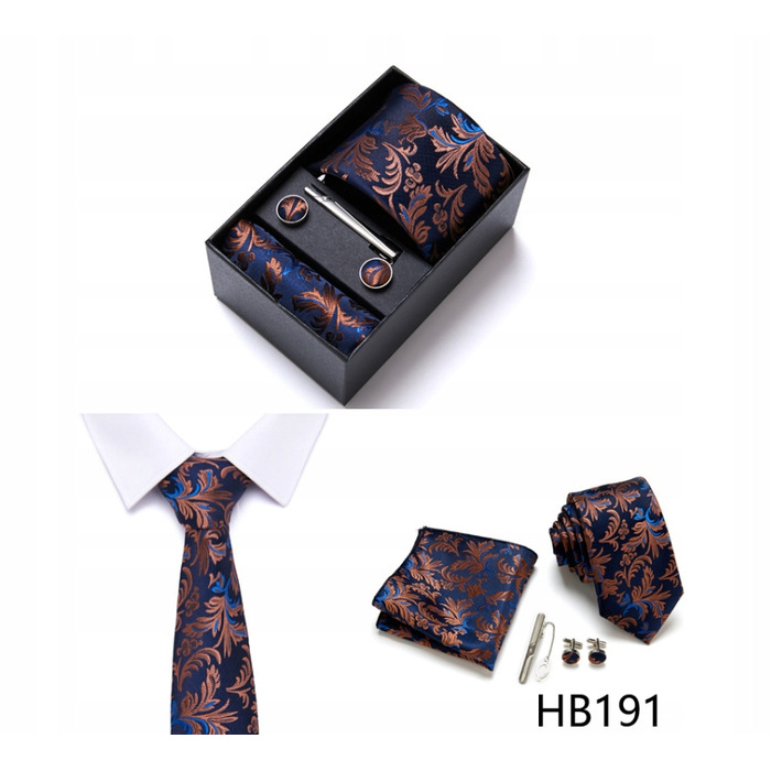 Набір аксесуарів для чоловіків: шовкова краватка, затискач та кишенкова хустка — вибір для справжнього джентльмена