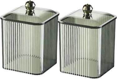 Контейнер для ватних паличок Veki з кришкою, прозорий, для ватних дисків, органайзер для косметики, зелений