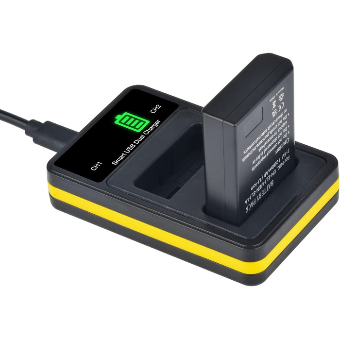 Акумулятор DuraPro EN-EL14 + LED Зарядний пристрій для Nikon P7800, 7700, 7100, 7000, D5600, D5500, D5300, D5200, D5100, 3000, D3400, D3300, D3200, D3100, DSLR