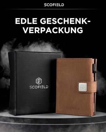 Чоловічий гаманець SF SCOFIELD з відділенням для монет | Тонкий гаманець на 9-11 карт | RFID захист | Гаманець-картхолдер | Гаманець для чоловіків | Smart Wallet | Елегантний дизайн | Vintage Brown - Caramel Brown