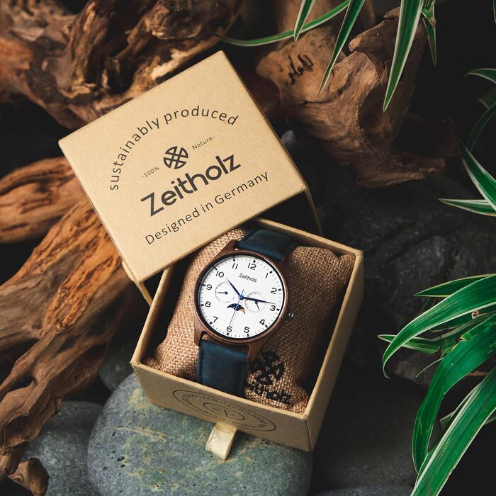 Годинник чоловічий Zeitholz Holzuhr з натурального дерева, 42 мм, кварцовий механізм, колекція Klitten, екологічний дизайн