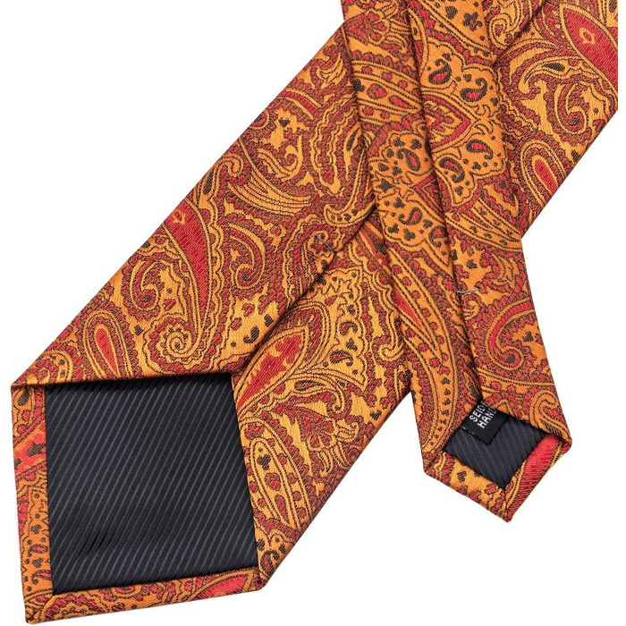 DiBanGu Комплект аксесуарів для чоловіків: краватка, хустинка, нагрудна хустинка, краваткова булатка, запонки (Квітковий візерунок, помаранчевий)