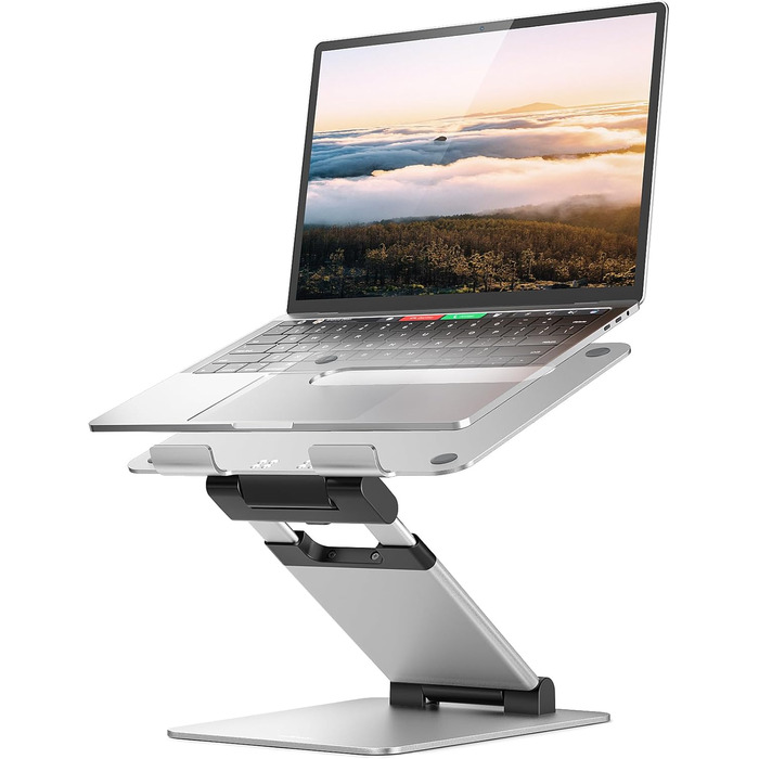 NULAXY Adjustable Laptop Stand - Ergonomic, Portable, Foldable - Supports up to 10kg, Compatible with 10-17 inch Laptops - Space Grey