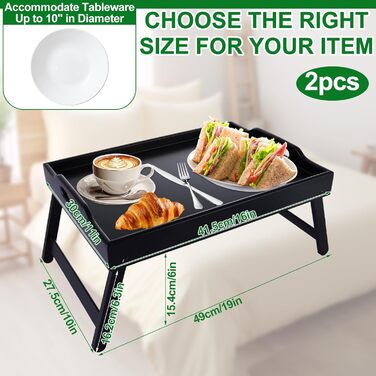 Бамбуковий столик SHUESS для ліжка та дивана, чорний, з відкидними ніжками, 41,5 x 30 x 20,5 см, для сніданку, роботи, сервірування