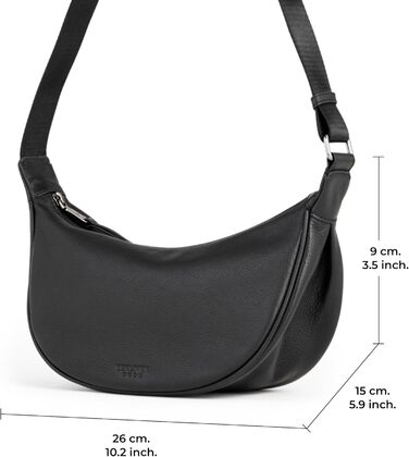 Сумка через плече Berliner Bags Luna, шкіряна напівмісяць, чорна. Жіноча сумка-багет
