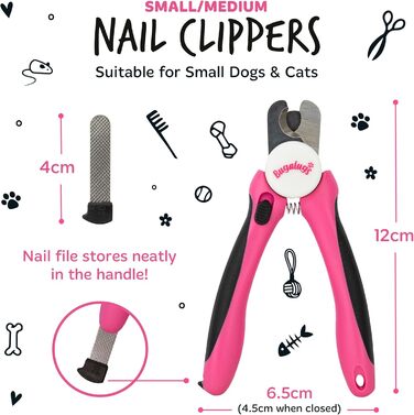 Триммер для собак та котів Bugalugs з захистом та пилочкою. Підходить для собак, котів, цуценят та кошенят. Розмір S-M