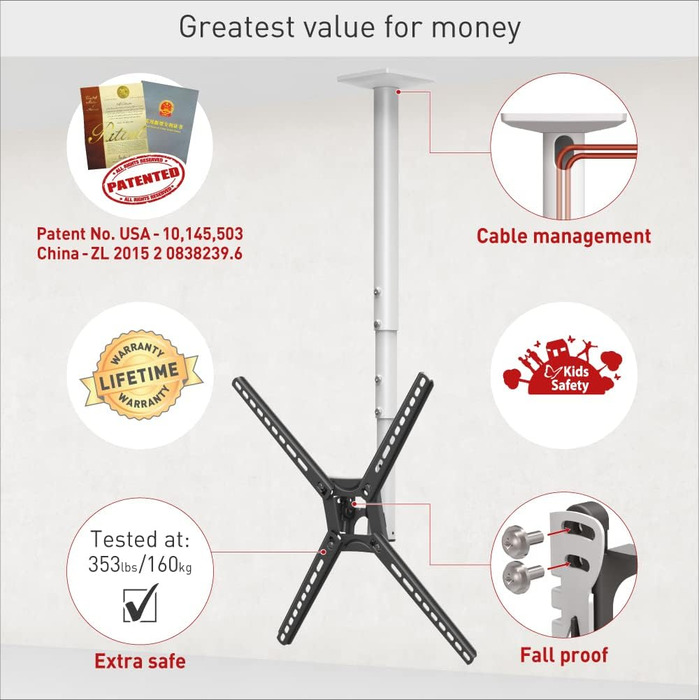 Кронштейн для телевізора Barkan Lange Weiß 13-75