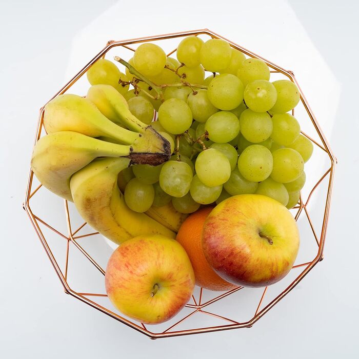 Металева фруктова ваза Chefarone - декоративний вінтажний кошик для фруктів (26x26x12 см, коричневий)