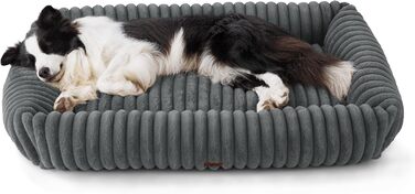 BEDSURE Лежанка для собак великих порід - ортопедична, 91x68x20 см, з м'яким флісовим покриттям, протиковзна, з високим бортиком (109x76x20 см, сіра)
