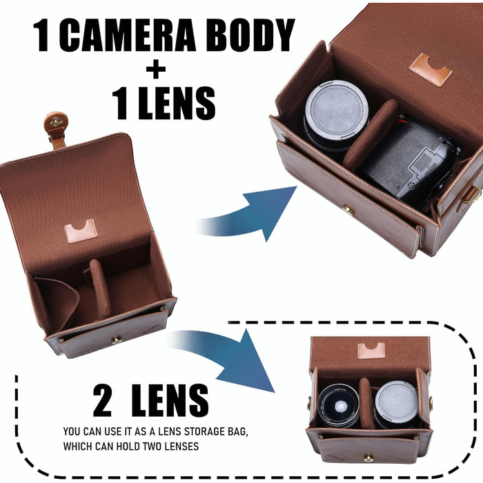 Сумка для камери Cwatcun Kaeratasche - водонепроникна сумка для фотокамери Canon, Nikon, Sony (колір: коричневий)