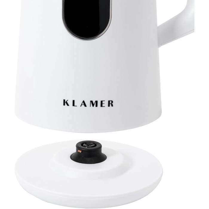 Електричний чайник KLAMER 1,5 л 1800 Вт, нержавіюча сталь, білий, регулювання температури 40-100°C, BPA-free