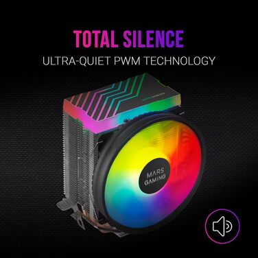 Mars Gaming MCPU33: Кулер для процесора з 2 FRGB, 3 Heatpipes, 140W, тихий вентилятор 11cm