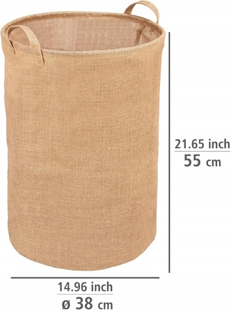 Кошик для прання JUTA 79л круглий, коричневий, з ручками 38x55