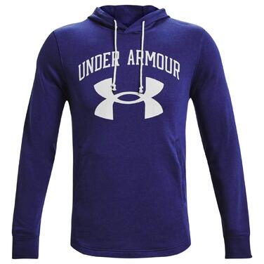 Чоловічий худі Under Armour Rival Terry з великим логотипом, капішоном та кишенею, колір Regal-onyx White, розмір M (1361559-415)