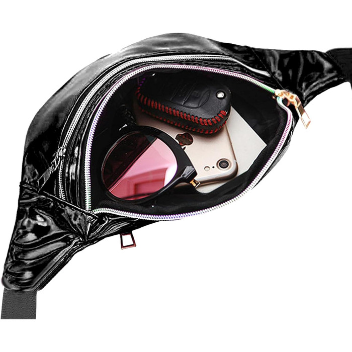 Стильна поясна сумка-фенні-пак AYNKH з трьома відділеннями, водонепроникна, унісекс (Яскраво-чорний)