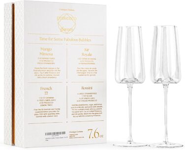 Набір келихів для шампанського та просекко GLASSIQUE CADEAU (2 шт.) | Келихи-флейти з довгим ніжкою для Мімози, Белліні, Гуго, шампанського | Елегантний дизайн