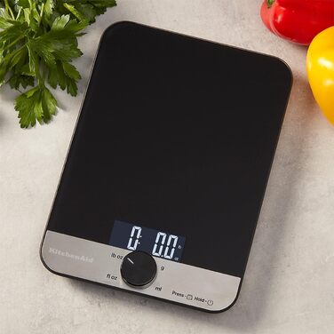 KitchenAid Digital Kitchen Scale with Glass Platform - Weighs Wet & Dry Ingredients - 5000g/5000ml Capacity