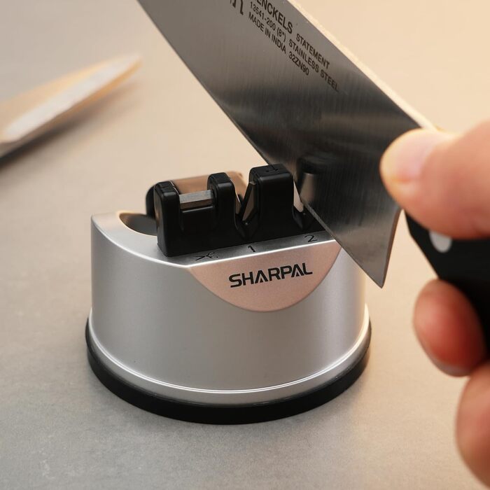 SHARPAL 191H - ручний точило для ножів з 3 ступенями, професійне, з присоскою. Підходить для ножів з прямим та хвилястим лезом