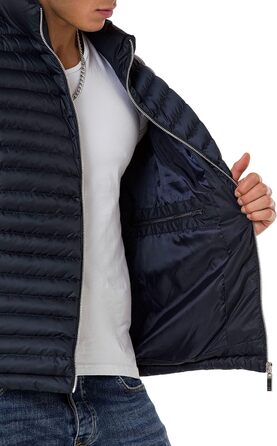 Чоловіча вітрозахисна куртка Redbridge з коміром-худи, модель Bubble Vet, чорна (M, темно-синій)