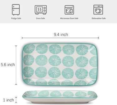 Керамічні сервіровочні тарілки Selamica, набір 4 шт, 24 x 14 x 2.5 см, різні кольори. Ідеально для закусок, суші, фруктів та святкового сервірування.