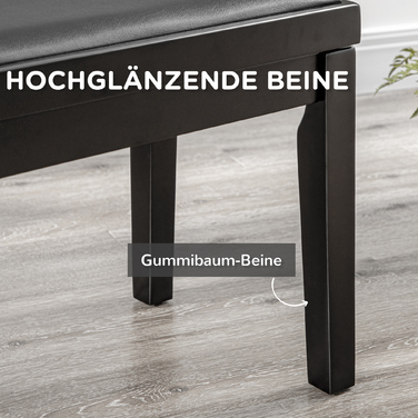 HOMCOM Piano Bench - Height Adjustable Piano Stool with Leather Cushion, Faux Leather, Beechwood, Black, 63 x 33 x 45-56 cm, ideal for pianists