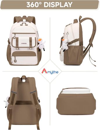 Шкільний рюкзак для дівчинки 2 в 1, для 3-7 класів, підлітковий, з сумкою через плече, 45 см, коричневий