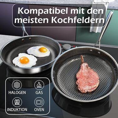 Набір сковорідок Hybrid 26см+28см+30см: антипригарне покриття, для всіх плит, з антинагрівальним ручками, безпечне миття в посудомийній машині та використання в духовці (PZ1)