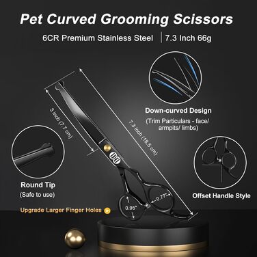 CIICII 10-in-1 Professional Dog Grooming Kit with Rounded Safety Tips - Dog & Cat Hair Scissors Set