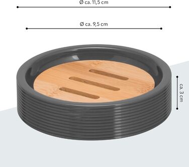 Підставка для мила Bremermann Segno з бамбука та пластику (сіра)