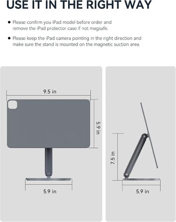 Магнітна підставка LULULOOK для iPad Pro 13''/12.9'' та iPad Air 11''/13'' M4/M2 — поворотна на 360°, складна, алюмінієва