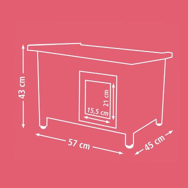 Дім для котів Kerbl Rustica з дерева, маятникова двері з ламелями, вікна з плексигласу, регульовані пластикові ніжки, коричневий/зелений, 57 x 45 x 43 см