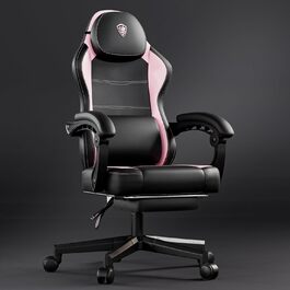 Ігрове крісло Dowinx Racing, ергономічне, з ледьною підтримкою, PU шкіра, широка спинка, до 150 кг, рожеве