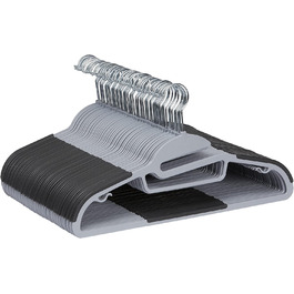 Amazon Basics Rubber-Coated Plastic Hangers, 50-Piece, Gray