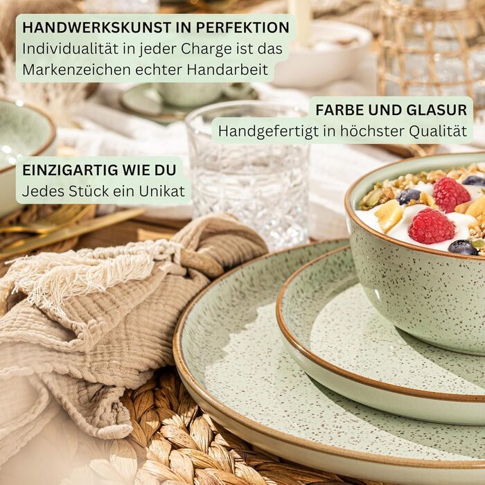 Набір десертних тарілок Sänger Rio Minze (4 шт.) з кераміки, м'ятного кольору | VALUE COLLECTION