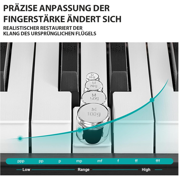 Електронне піаніно MUSTAR 88 клавіш з табуретом, цифрове піаніно, чорне, USB/MIDI, для початківців