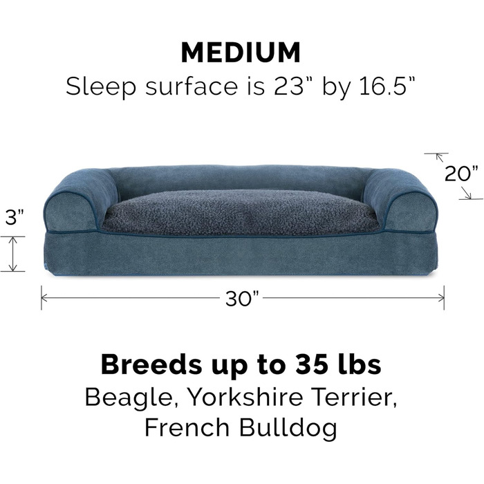 Ліжко для собак Furhaven з подушкою, XL, сірий діамант. Знімна подушка для шиї, зручне диван-ліжко, м'який плюш та тканинний декор. Легко миється.