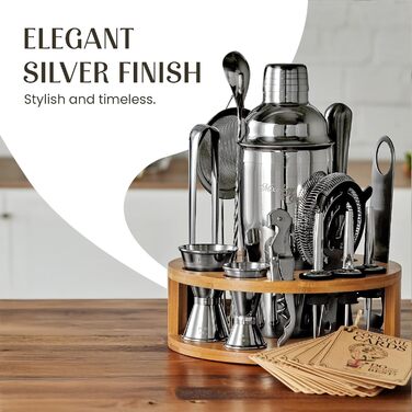 Набір для приготування коктейлів Mixology & Craft Cocktail Set 15-TLG. з нержавіючої сталі, барний аксесуар, сріблястий