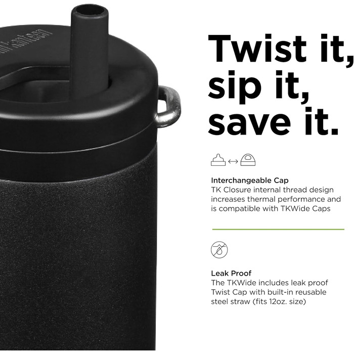 Klean Kanteen TKWide 340 g (with twist cap) – Black