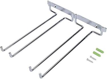 Сумка-органайзер для вина Wifehelper, подвійна, металева, хромована, для полиці/стіни, підставка для келихів