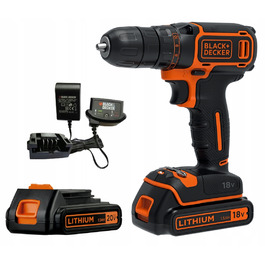 Дриль-шурупокрут 18V BLACK+DECKER BDCDC18B + 2 акумулятори + зарядний пристрій