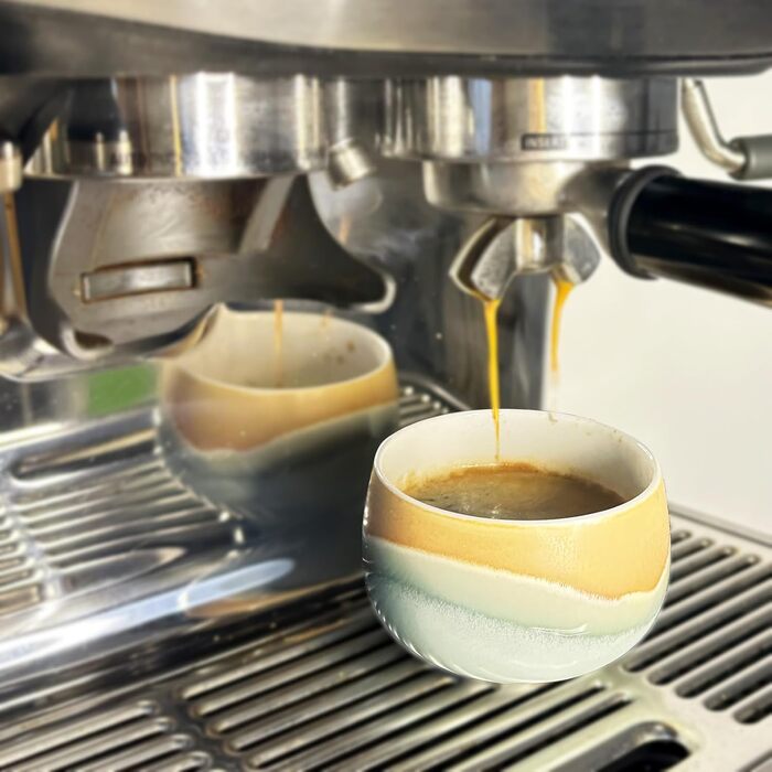 Набір кавових чашок для капучино 4x210мл, бежеві, порцеляна, ручної роботи, без ручки, для лате макіато, сумісність з посудомийною машиною